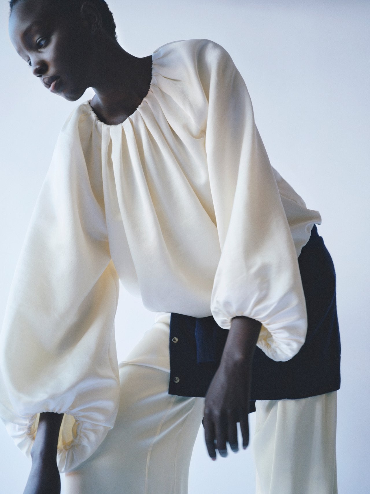 Silk blouse feather white