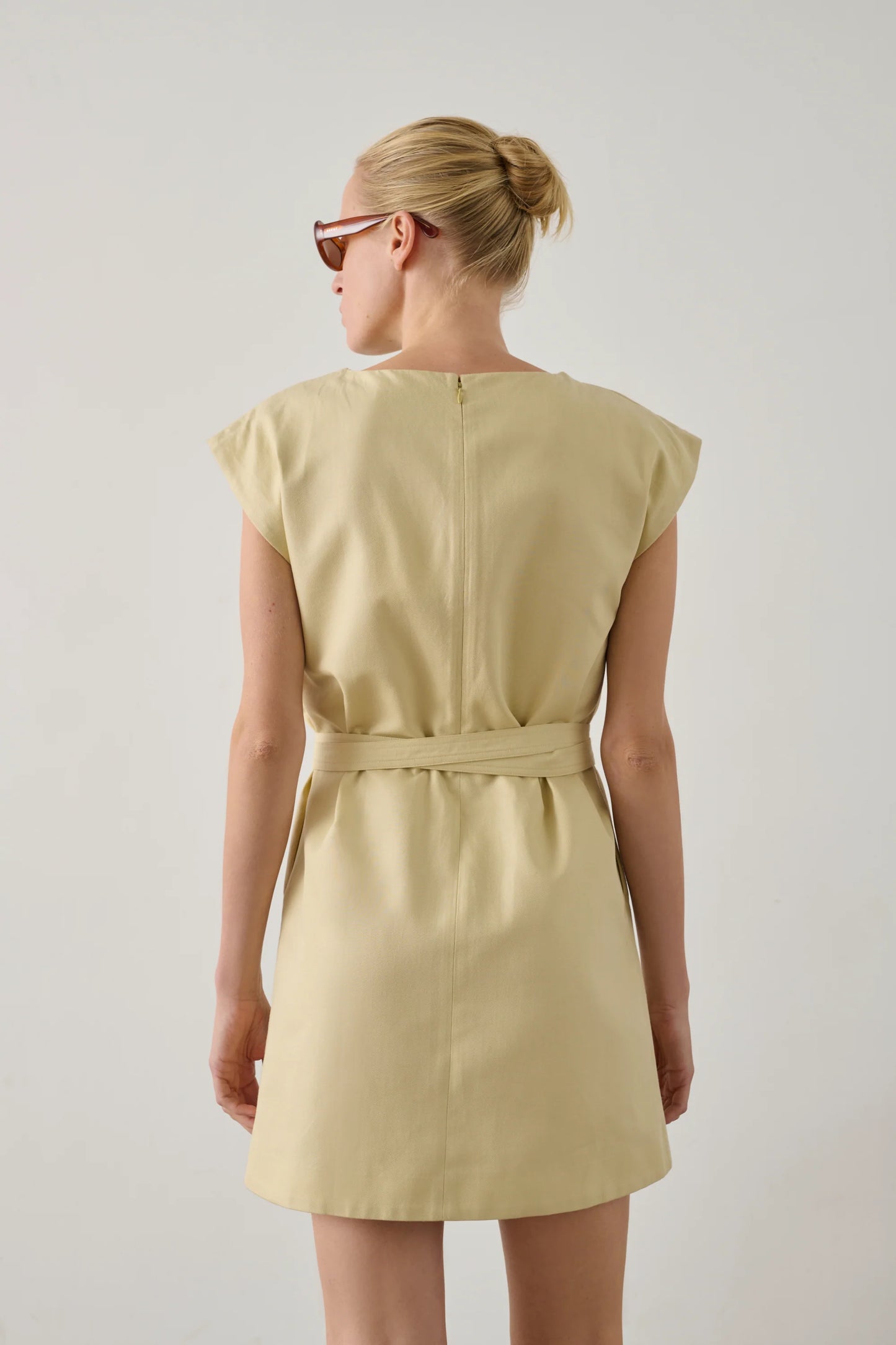 Imane short dress in organic cotton twill cream