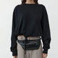 Drawstring long sleeve top - black