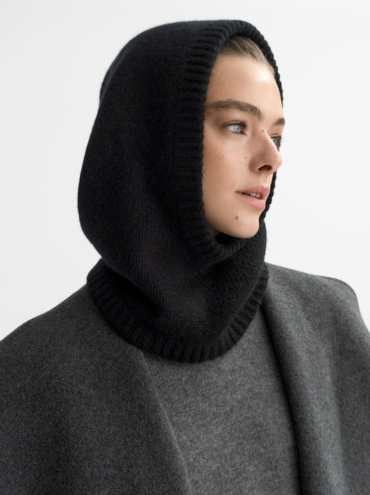 Chunky cashmere balaclava black