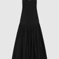 Relaxed pleat dress in black