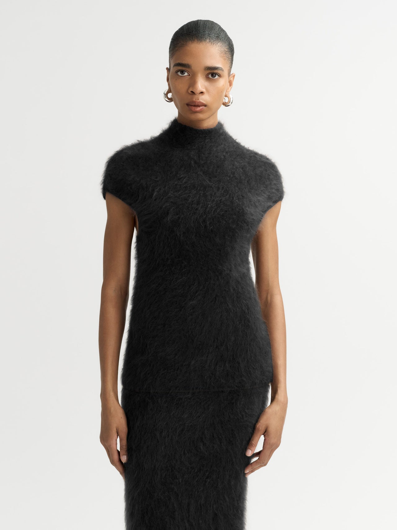 Brushed cashmere top black