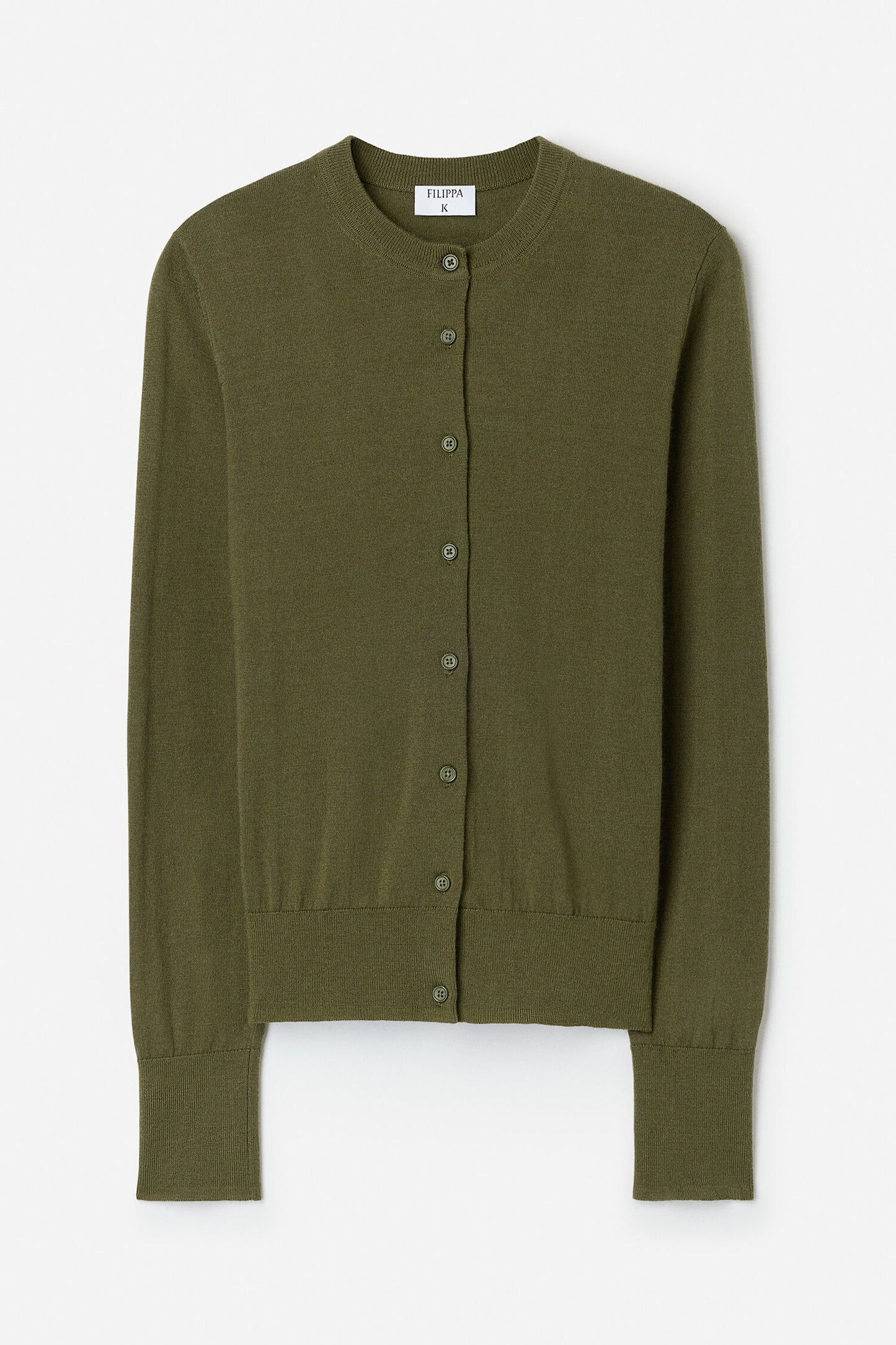 Merino short cardigan laurel green