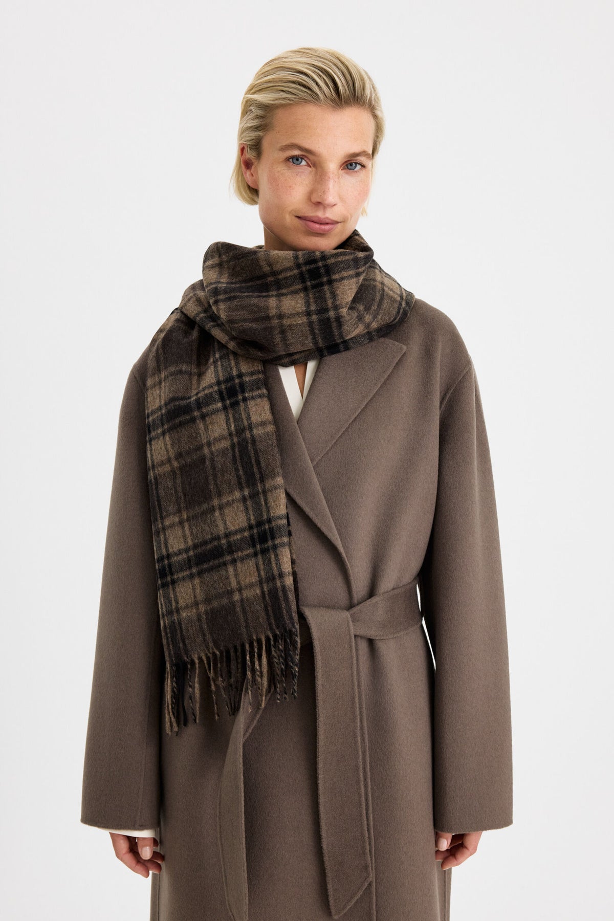 Merino check scarf