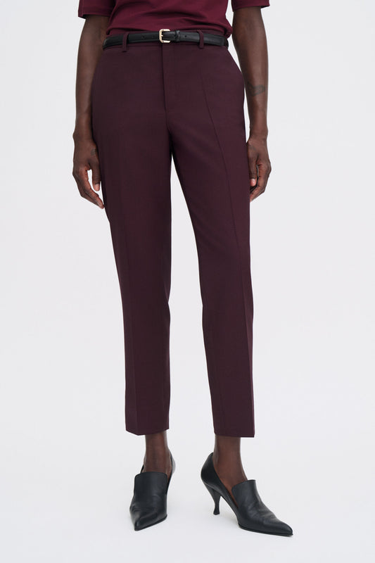 Emma cropped wool trouser burgundy
