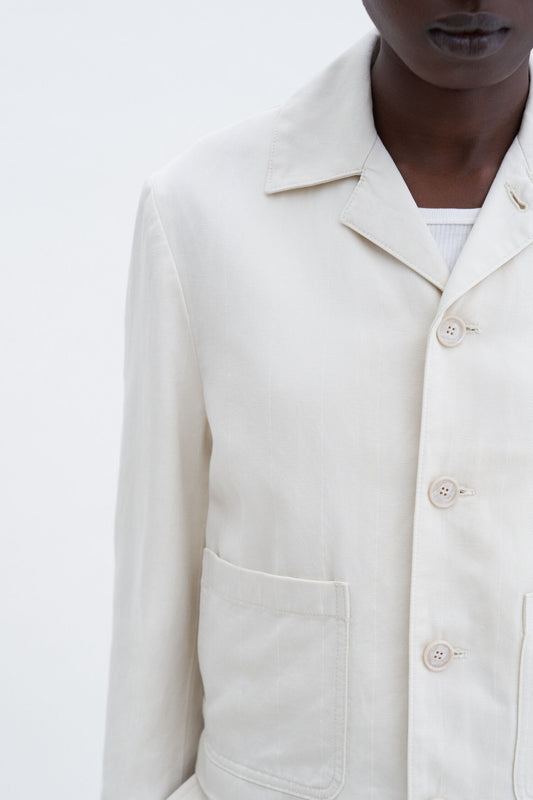 Patched pocket cotton linen jacket