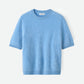 Brushed cashmere short sleeve - azure