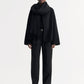 Woven black scarf with fringe