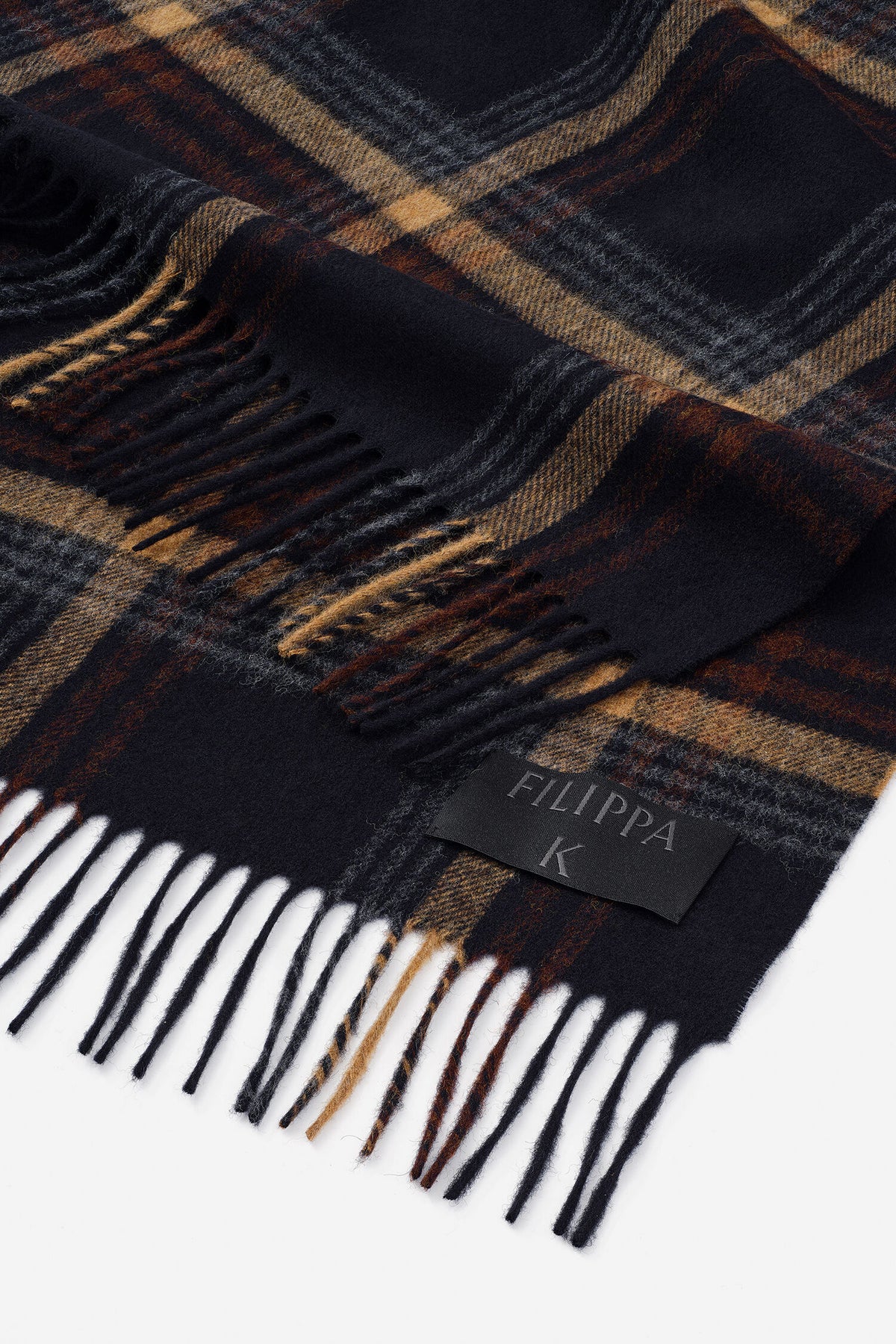 Black brown check scarf
