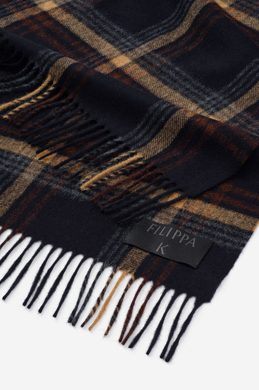 Black brown check scarf