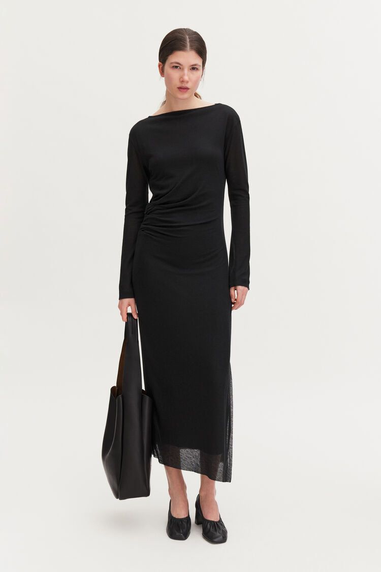 Gathered lyocell cashmere dress