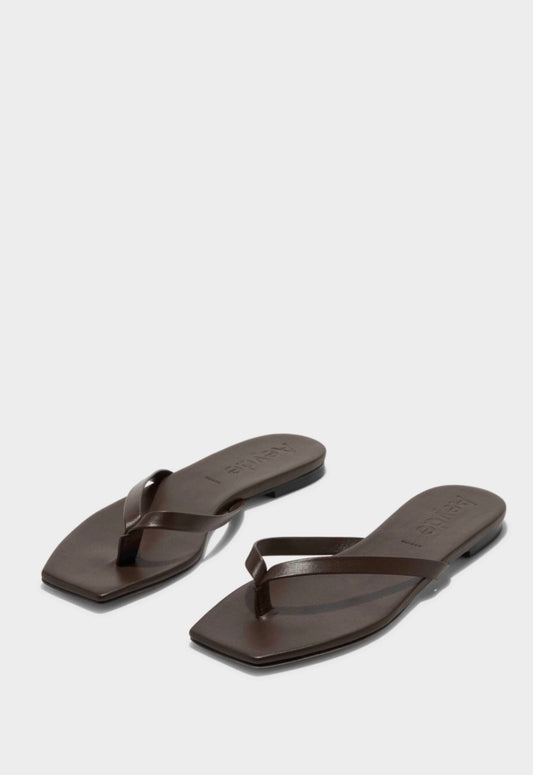 Renee leather tong sandal - moka