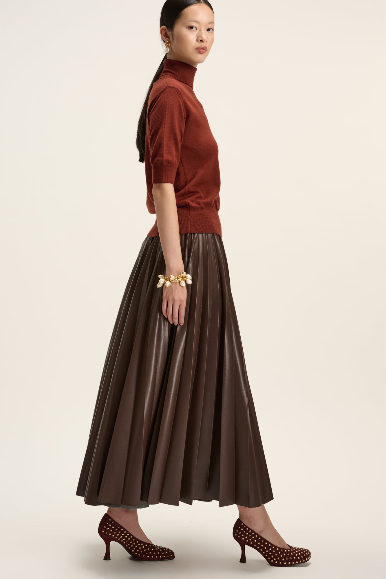 Dalia vegan leather skirt chocolate brown