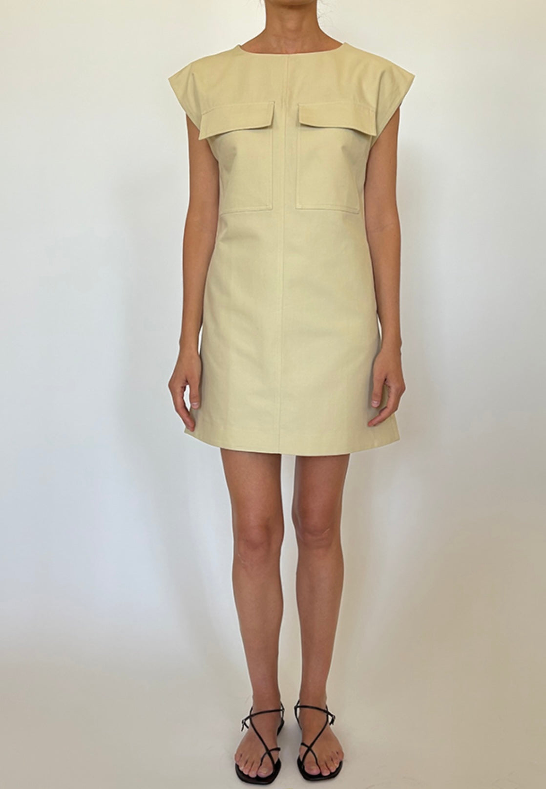 Imane short dress in organic cotton twill cream