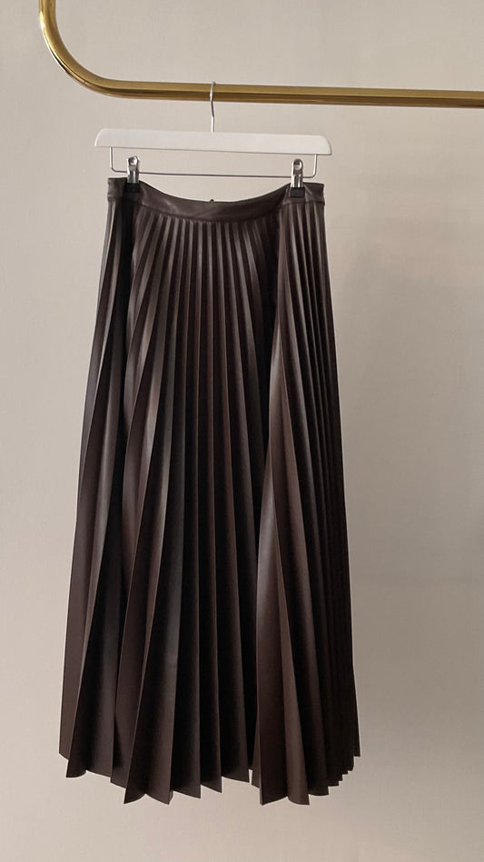 Dalia vegan leather skirt chocolate brown