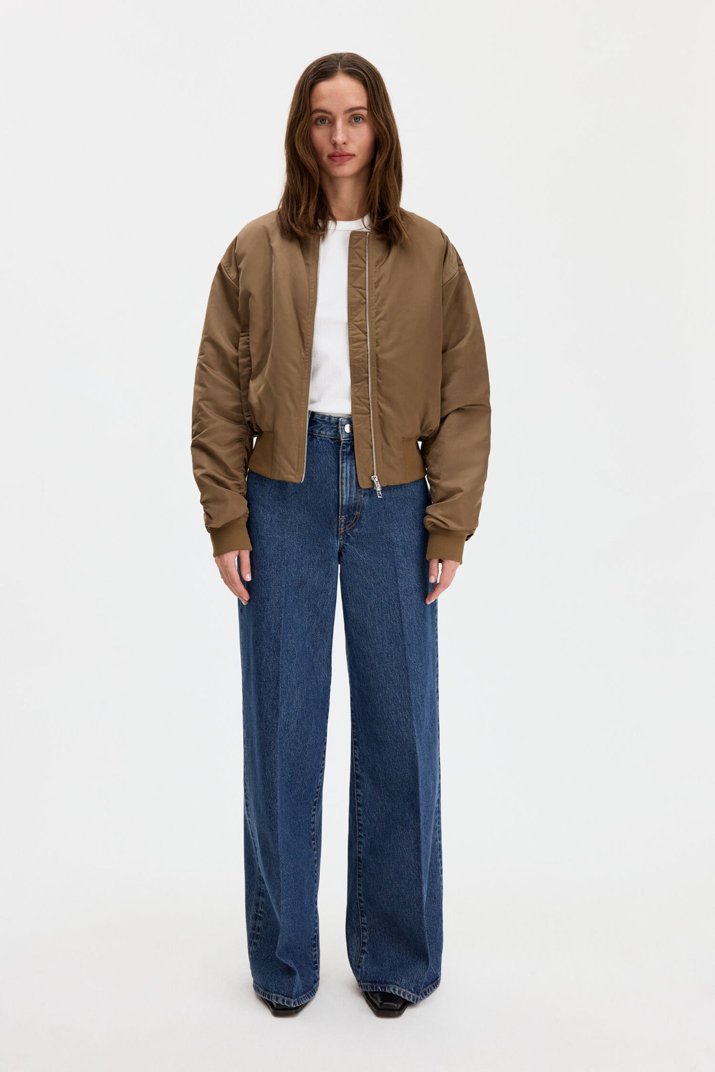 Nylon zip jacket - nougat