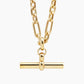 Giant gold T bar watch chain necklace