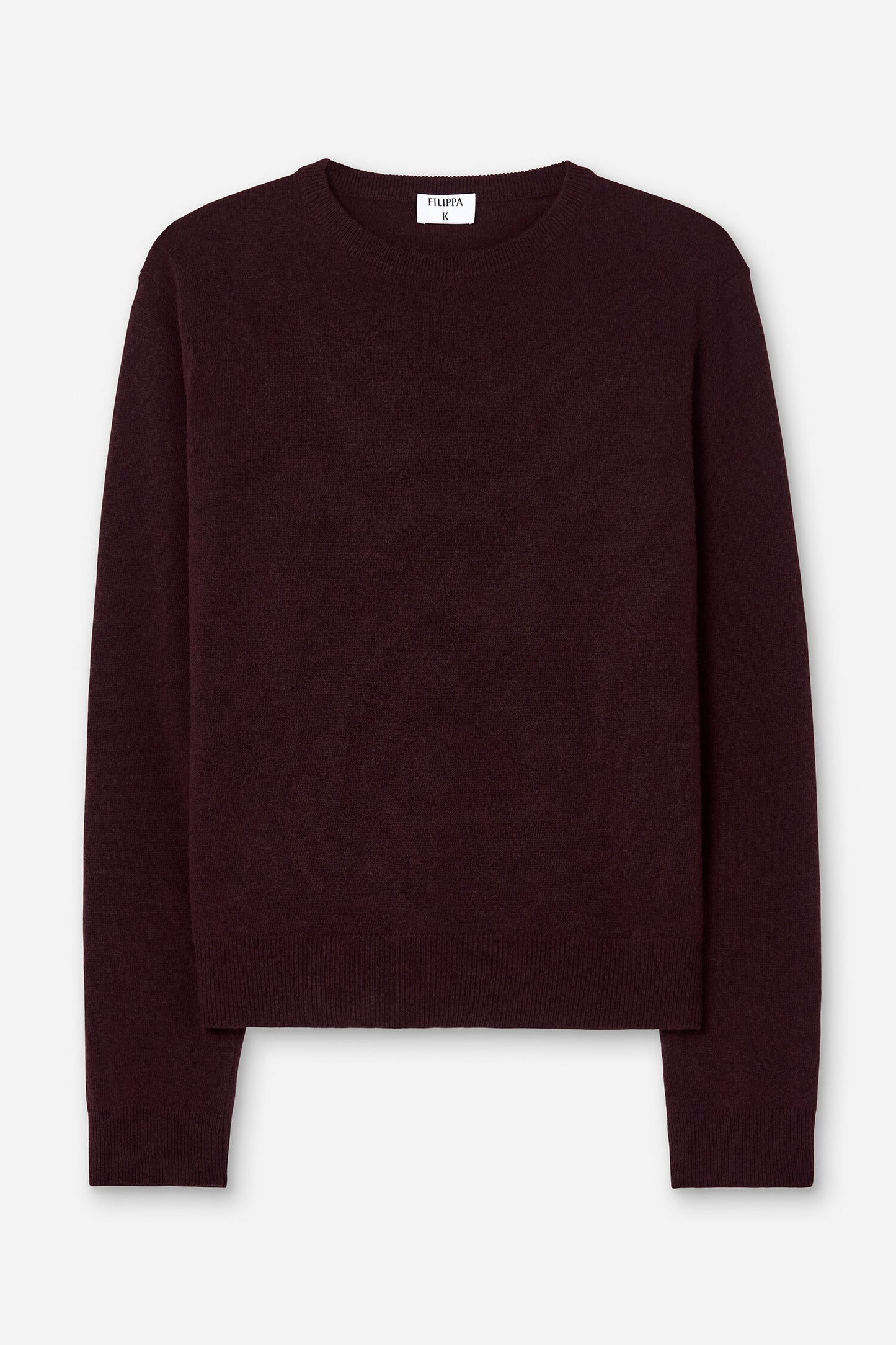Soft wool crewneck sweater dark burgundy