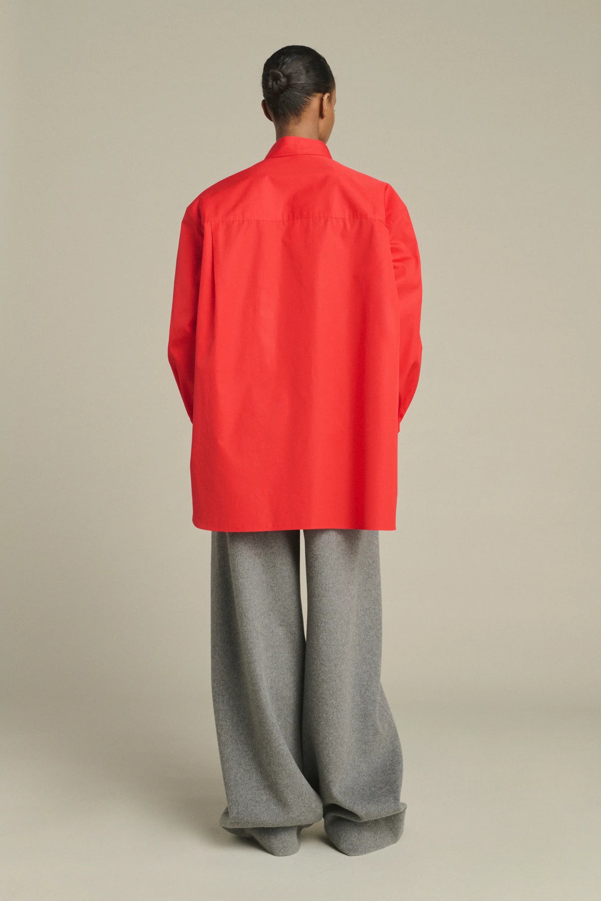 Oversized shirt in glazed poplin - red