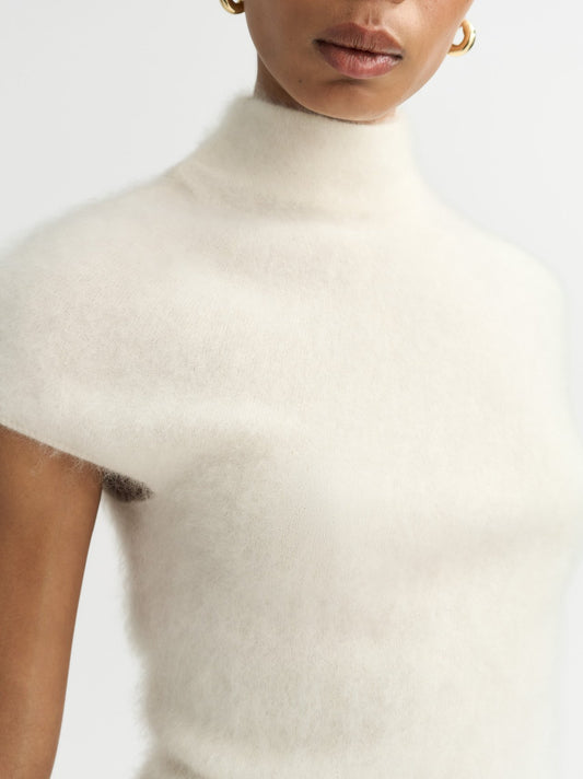 Brushed cashmere top feather white