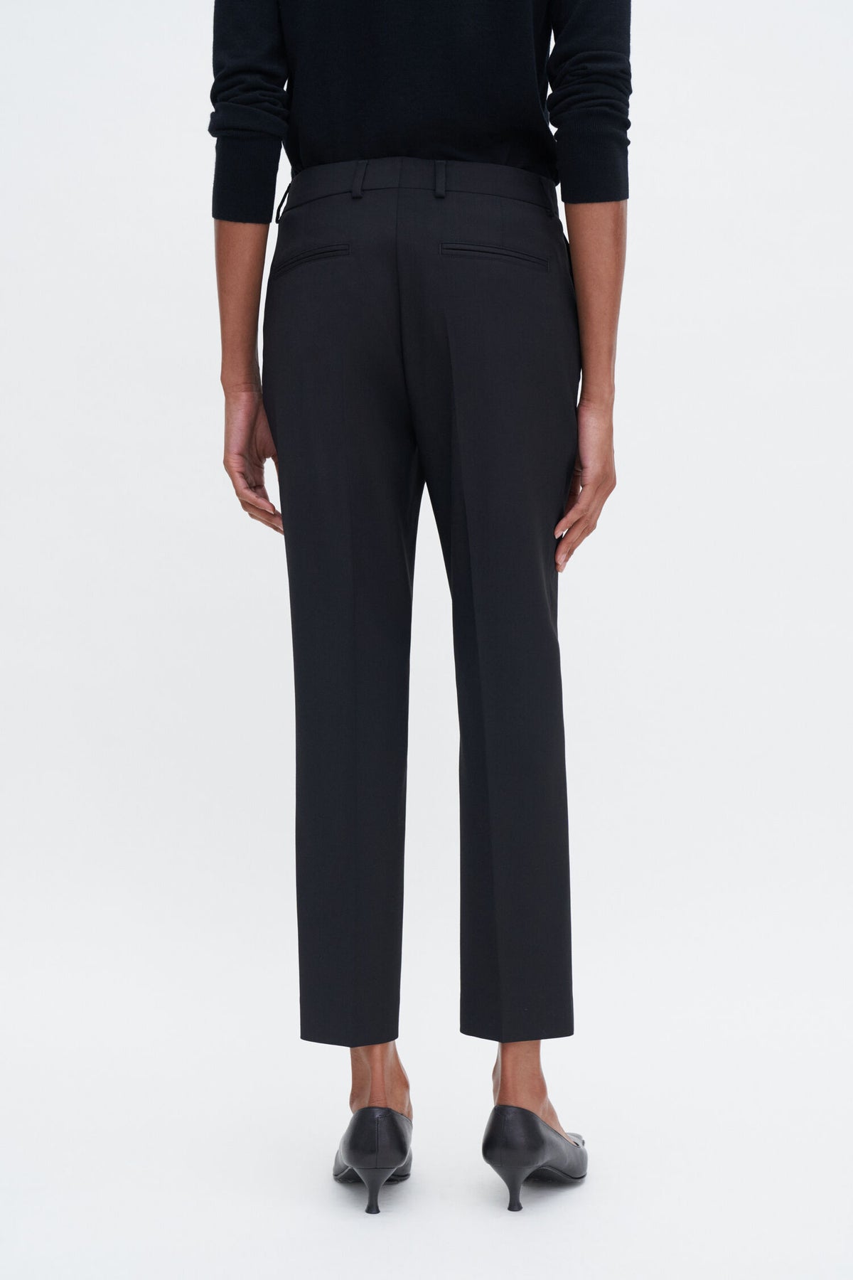 Emma cropped cool wool trouser - black