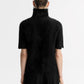 Brushed cashmere short sleeve turtleneck black