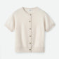 Brushed short sleeve cardigan-chalk