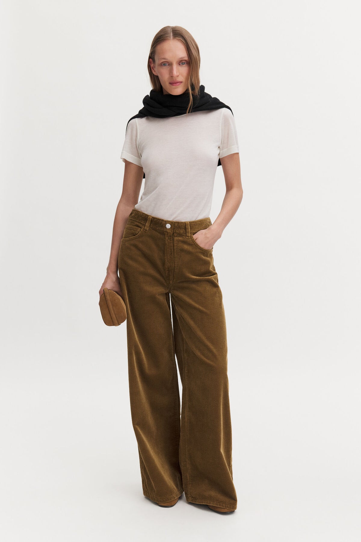 Wide leg corduroy in tobacco