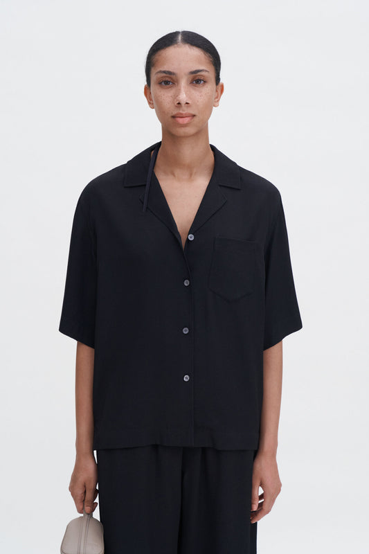 Draped twill shirt