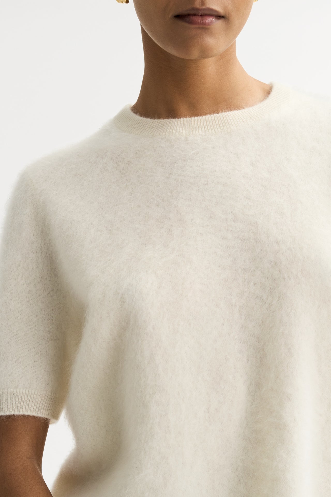 Brushed short sleeve - feather white