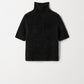 Brushed cashmere short sleeve turtleneck black