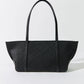 Woven slim bateau tote - black