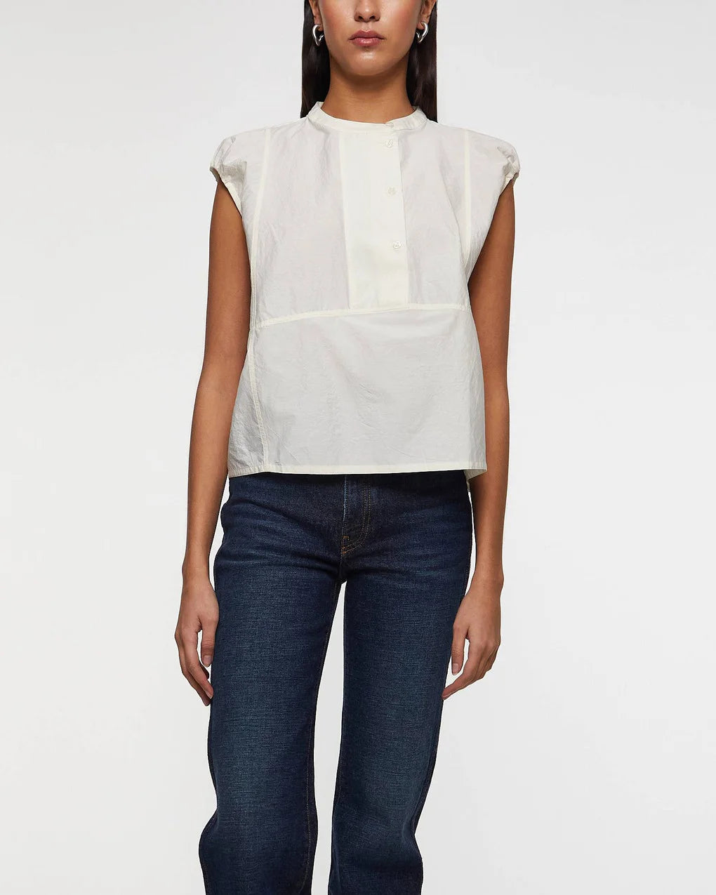 Danube blouse in crinkled cotton - vanilla