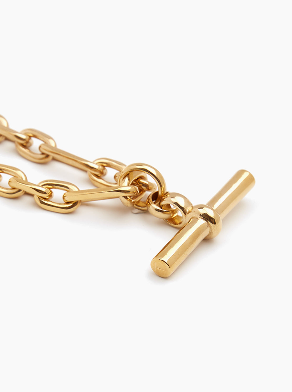 Giant gold T bar watch chain necklace