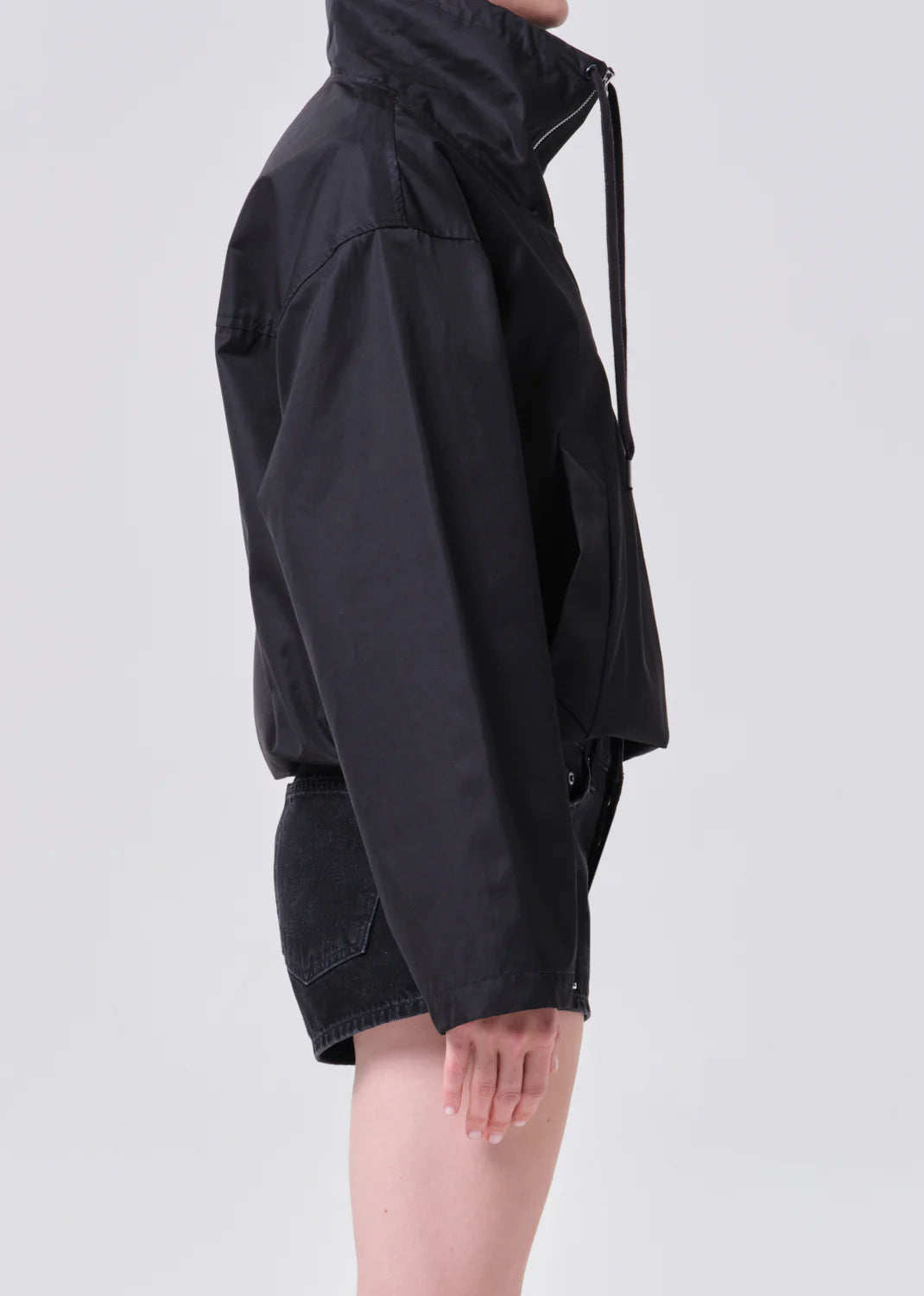 Lydia nylon popover anorak - black