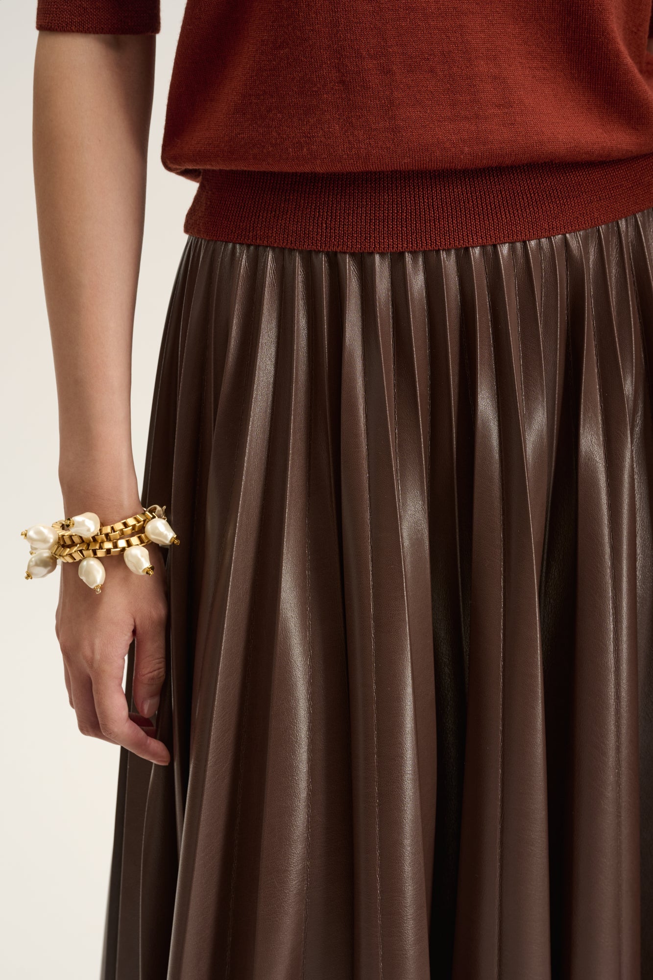 Dalia vegan leather skirt chocolate brown