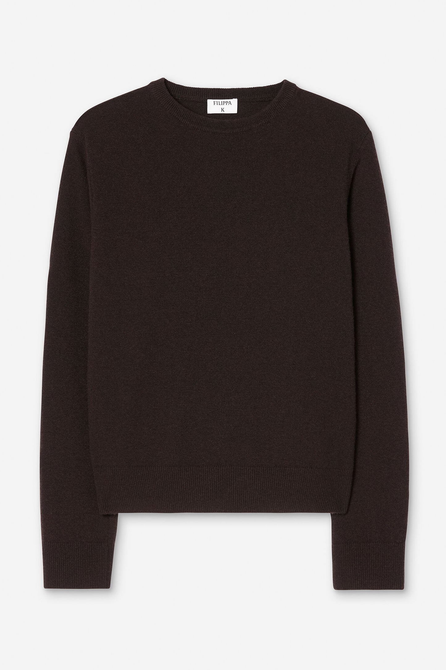 Wool crewneck sweater dark brown