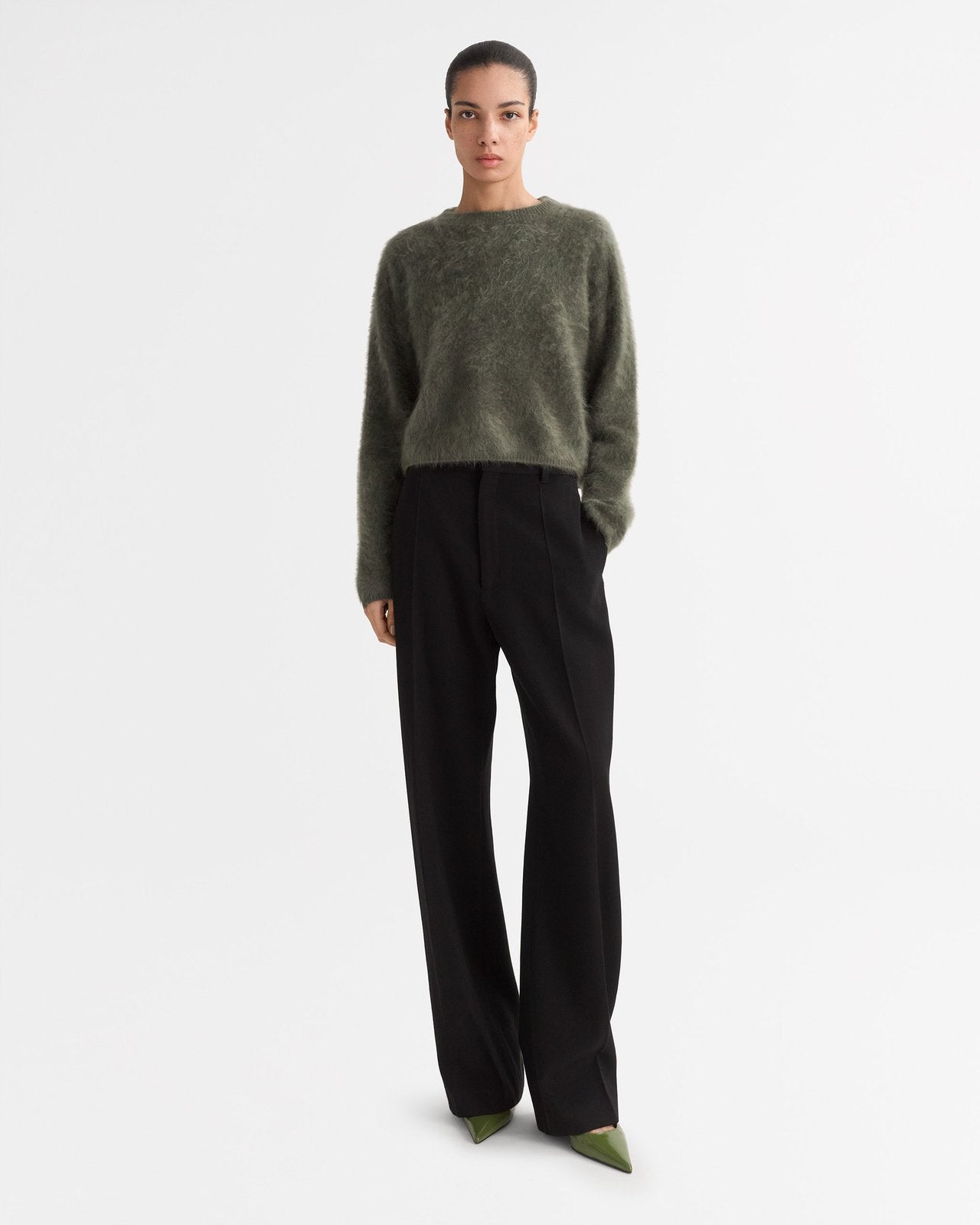 Brushed crewneck olive
