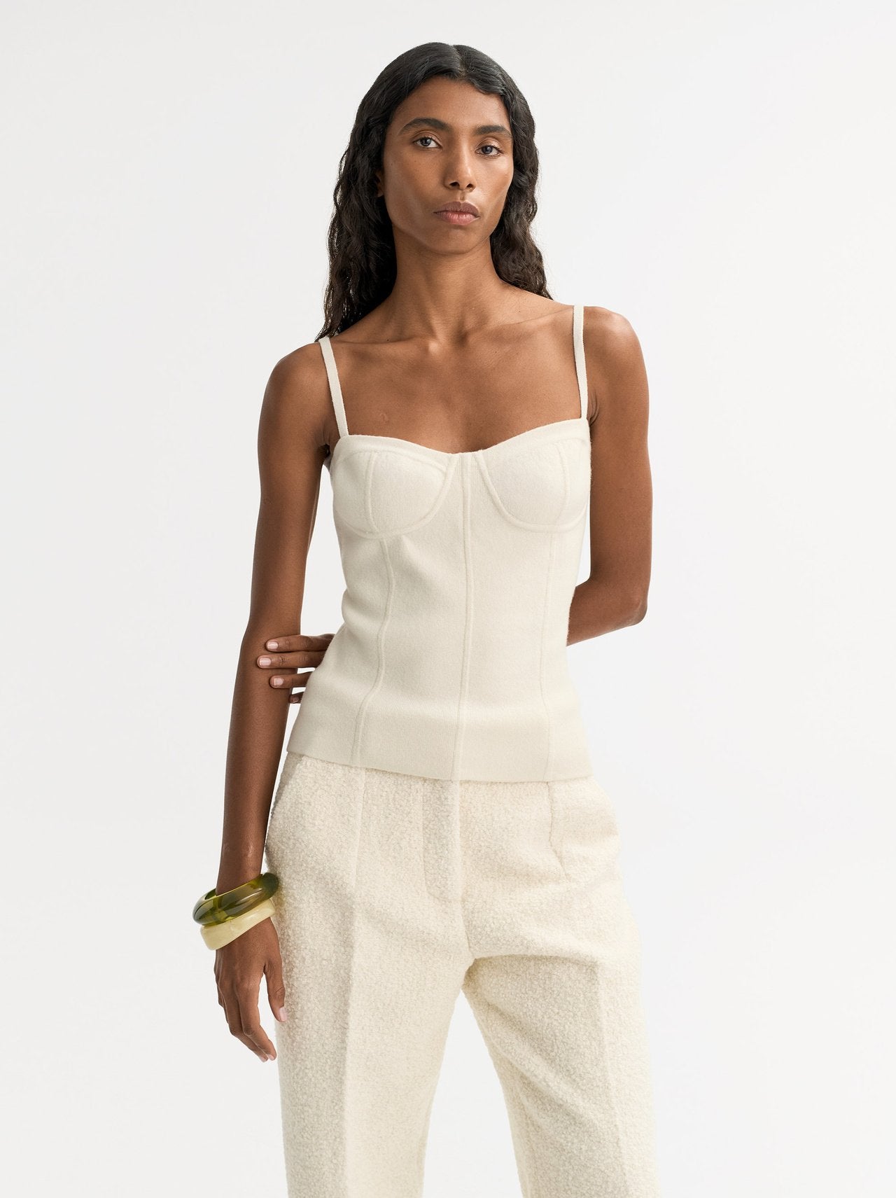 Double knit singlet feather white