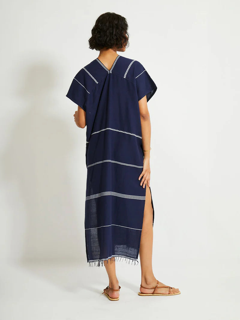 Gasira v-neck caftan - navy