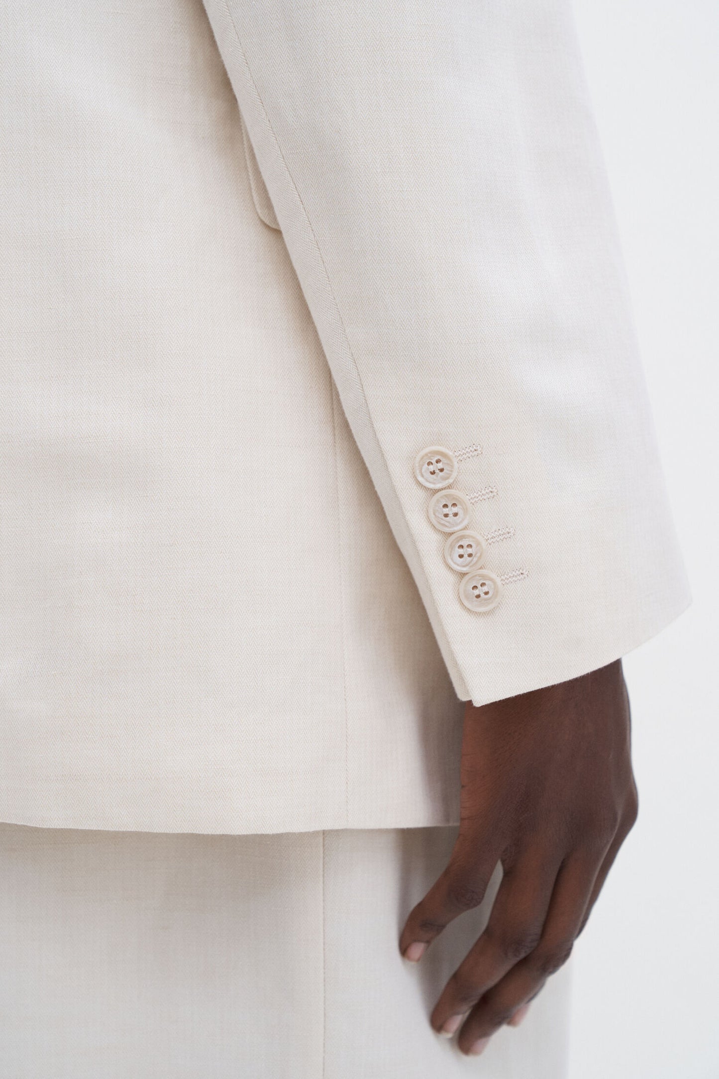 Davina cotton linen blazer cream white