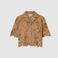 Poppy lace crop shirt camel