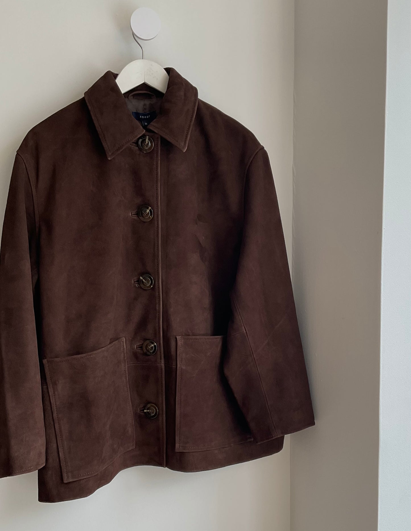 Jacket in split leather brown