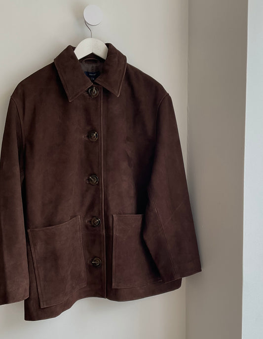Jacket in split leather brown