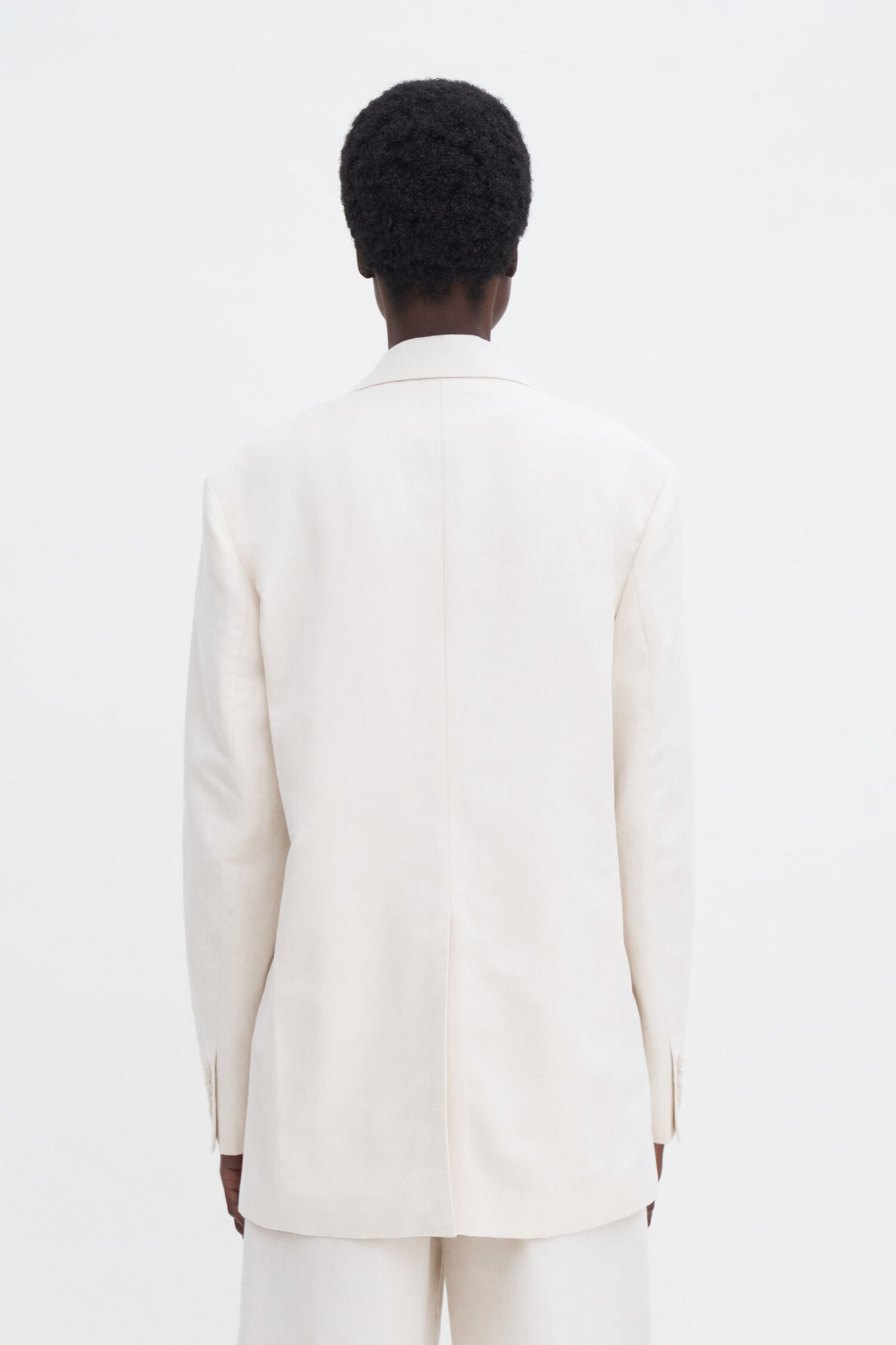 Davina cotton linen blazer cream white