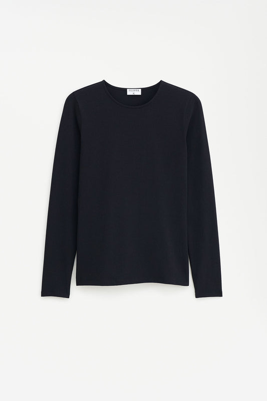 Cotton stretch long sleeve black