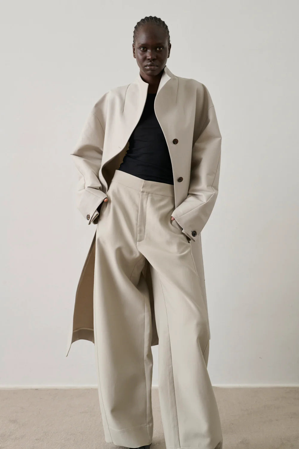 Horatio trouser in textured cotton - light grey