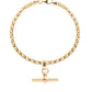 Gold belcher bracelet with gold T bar