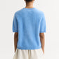 Brushed cashmere short sleeve - azure