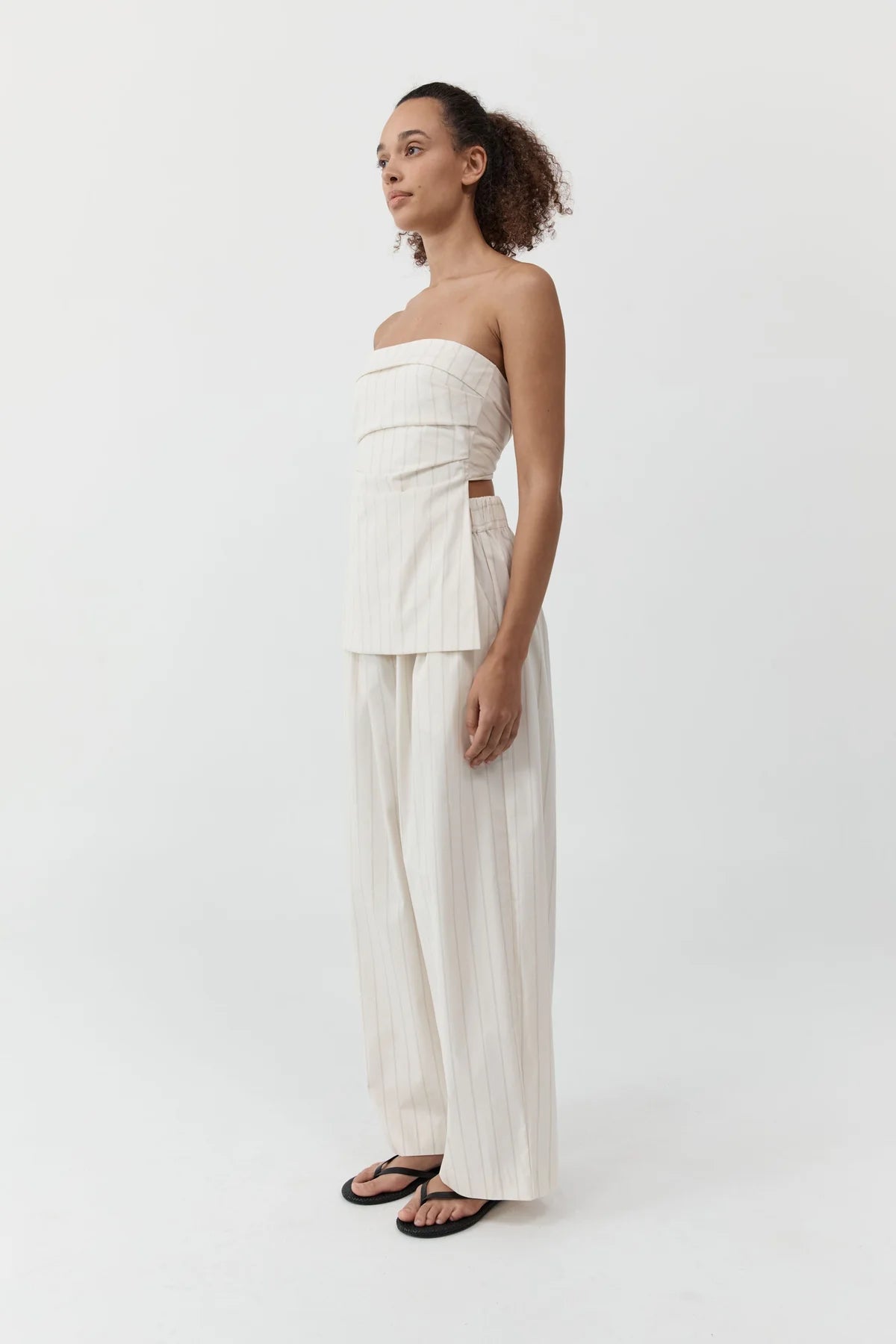 Everyday relaxed pants - ecru stripe